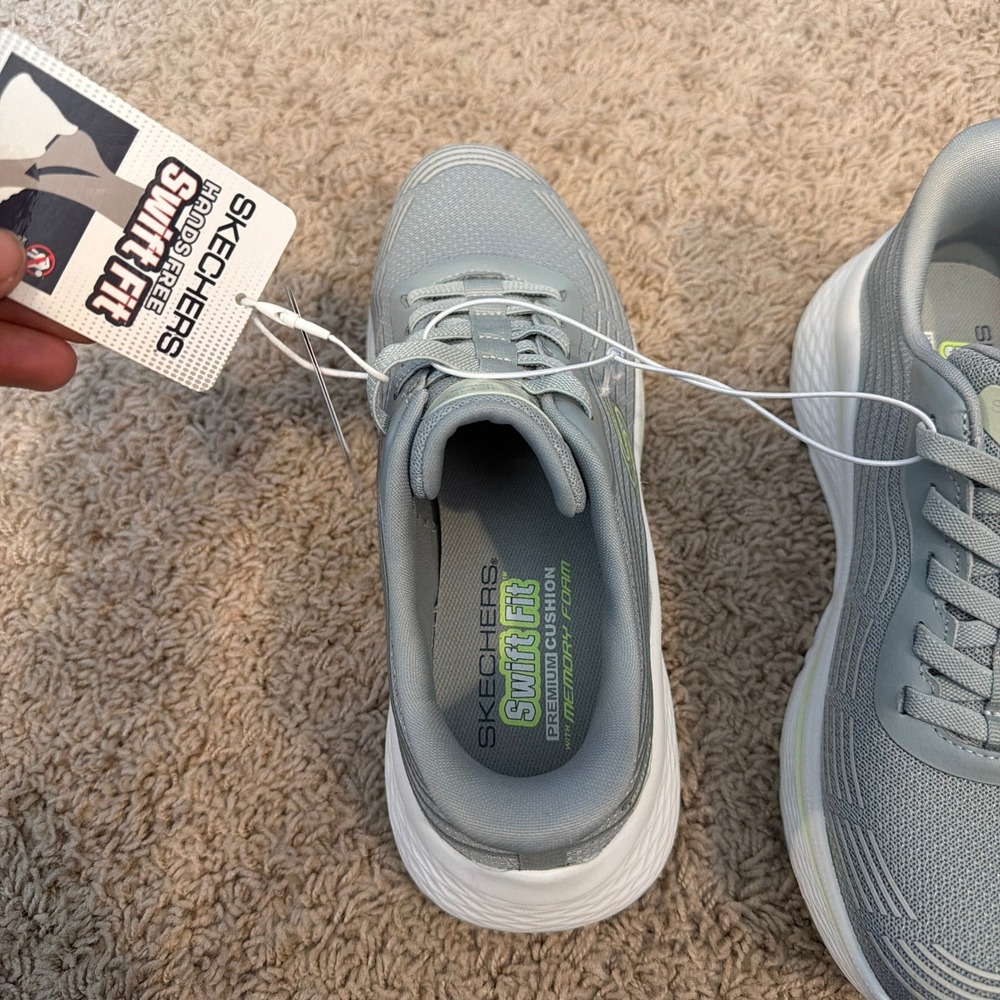 Skechers Hands Free Swift Fit Gray Lime Memory Foam Sneakers 179313S Womens 6.5 - Picture 2 of 7